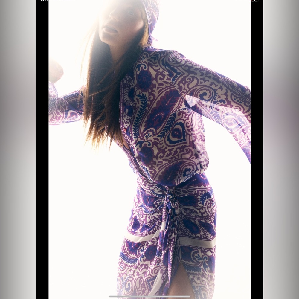 Zara printed SKIRT SET , skirt and embroidered beaded blouse, 2 pieces set - Picture 6 of 13